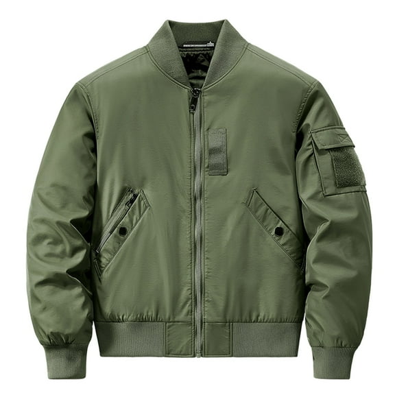 ZCFZJW Men's Bomber Jacket Lightweight Jacket Full Zip Light Windbreaker Casual Long Sleeve Stylish Golf Jackets with Pockets Green XXL