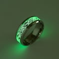 thumbnail image 3 of Unisex Titanium Steel Ring with Luminous Dragon Pattern European American Style Travel Gift Band for Men and Women Black Golden Silver, 3 of 4