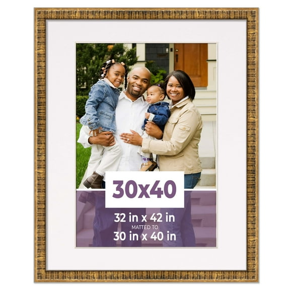 30x40 Frame Gold With White Picture Mat For 30x40 Photo - Gold 32x42 Frame To Display Print or