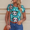 thumbnail image 4 of Goofa Skull Cat Printed Women Rash Guard Short Sleeve,Tummy control Swimsuit Surfing Swimsuit Bathing Suit One Piece Swimsuit UPF 50-Medium, 4 of 9