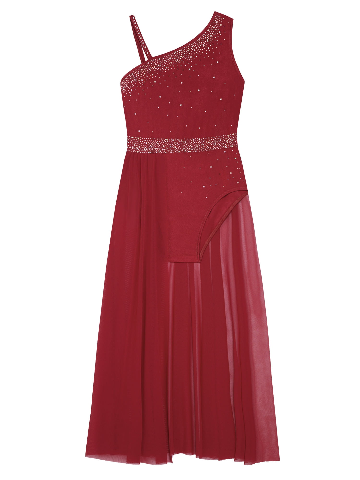 Robe Danse Lyrique Fille Lejafay - Crop Top Une Épaule Strass + Jupe Gaze - Costumes Scène & Concours