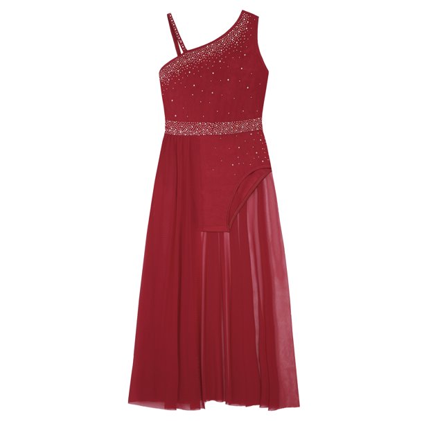 Robe Danse Lyrique Fille Lejafay - Crop Top Une Épaule Strass + Jupe Gaze - Costumes Scène & Concours