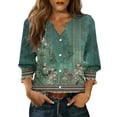thumbnail image 2 of Ichuanyi Women's Fashion Spring And Summer Button Up Cardigan 3/4 Quarter Sleeve Jacket V-neck Top/shirt, Army Green, S, 2 of 6