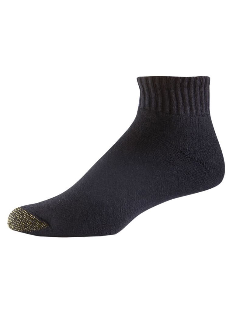 GOLDTOE Men's Gold Toe 2186P Ultra Tec Quarter Socks 3 Pack (Black