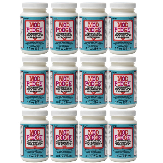 Mod Podge Sellador a Base de Agua Resistente al Lavavajillas, Pegamento para Decoupage con Acabado Brillante, 8 oz fl (Paquete de 12), Transparente, CS15059B - (Paquete de 12)