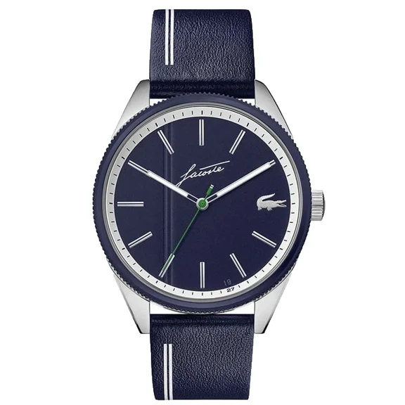 Lacoste Heritage 2011051 Navy Blue Dial Navy Blue Leather Strap 42MM Mens Watch