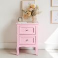 thumbnail image 2 of IVV Modern Nightstand in Pink, Country Style Bedside Table with 2 Full-Extension Storage Drawers and Curved Legs, for Living Space, Bedroom Nook, Home Office, Easy Maintenance & Assembly, 2 of 7
