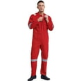 thumbnail image 2 of Sxiwei Men's Lightweight Work Coveralls Cotton Reflective Safety Mechanics Jumpsuits Workwear Red L/170, 2 of 9
