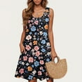thumbnail image 5 of Levmjia Women Summer Dresses Sleeveless Floral Print Casual Round Neck Polyester Comfortable Beach Vacation Office Multi Color Options, 5 of 5