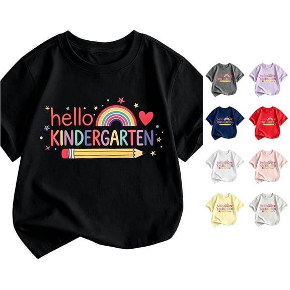 JAJAHO Hello Kindergarten Shirt Kids First Day Of Kindergarten Shirt Boys Girls Back To School School Tees