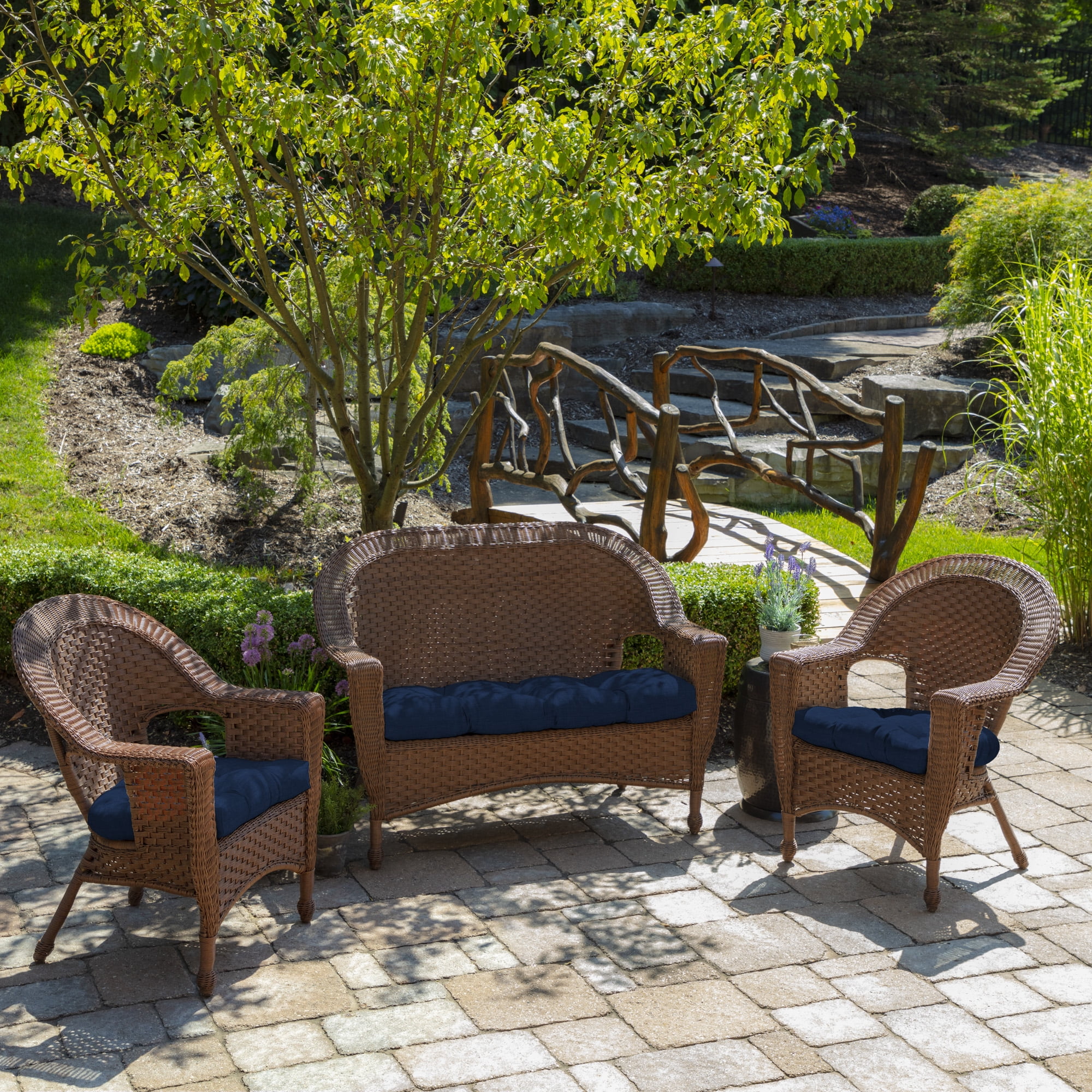 ARDEN Outdoor Wicker Chair Cushion, 2 pack, 20 x 18, Sapphire Blue Leala