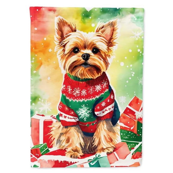 Carolines Treasures DAC3701CHF 40 x 28 in. Unisex Yorkshire Terrier Yorkie Christmas Polyester House Flag