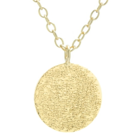 16 Charm 14kt Gold Jewelry - Marisol & Poppy Fine 14kt Gold Over Sterling Silver Brushed Disc Necklace 16 + 2
