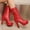 Red, variant on Womens Chunky High Heel Platform Ankle Booties Lace Up Boots Shoes Red 7.5(40)