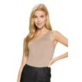 thumbnail image 2 of Women's One Shoulder Basic Tank Top Bodysuit, Light Mocha, 2 of 4