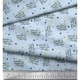 thumbnail image 2 of Soimoi Blue Rayon Crepe Fabric Star & Miracle Happened All The Time Text Printed Craft Fabric by the Yard 46 Inch Wide, 2 of 3