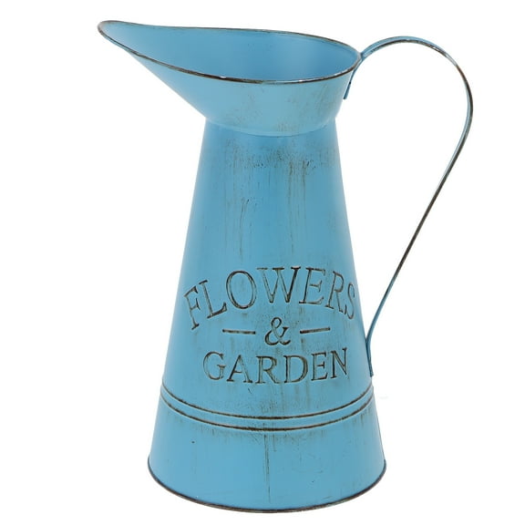 Vase Crafts Adornment Floral Art Country Pitcher Home Tin Flower Planter