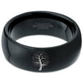thumbnail image 2 of Tungsten Blossom Nature Tree Band Ring 8mm Men Women Comfort Fit Black Dome Polished, 2 of 4