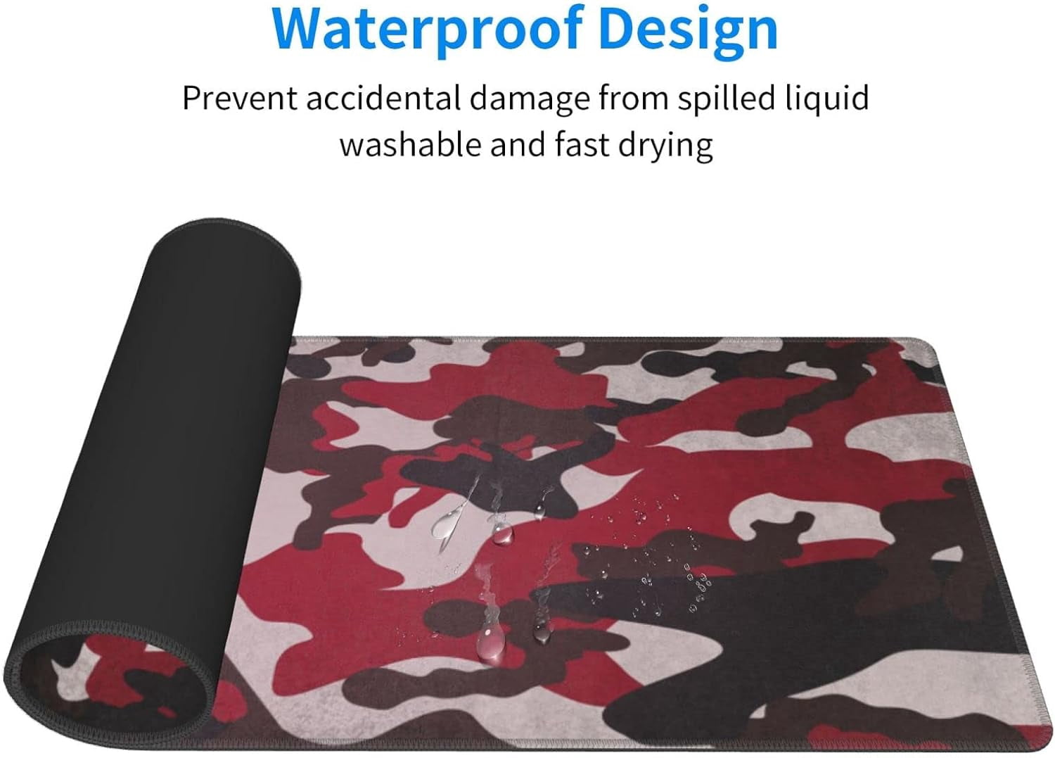 Large Gaming Mouse Pad, XL Mousepad Design with Camouflage, Extended Keyboard Mats for Desk, Waterproof Big Long Computer Deskpad Loptop Pads for Women Office, (Red Black, 31.5 * 11.8 in)
