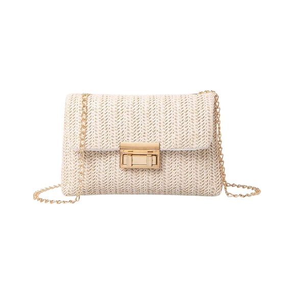 Straw Clutch Purse for Women Designer Evening Handbag Summer Beach Shoulder Crossbody Bag, Beige