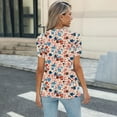 thumbnail image 4 of Tunique Imprimée pour Femmes, Haut Décontracté à Manches Courtes, Col Rond, devant Plissé, Ourlet Arrondi, Mélange Léger Polyester-Spandex, Respirant pour le Quotidien, 4 of 6