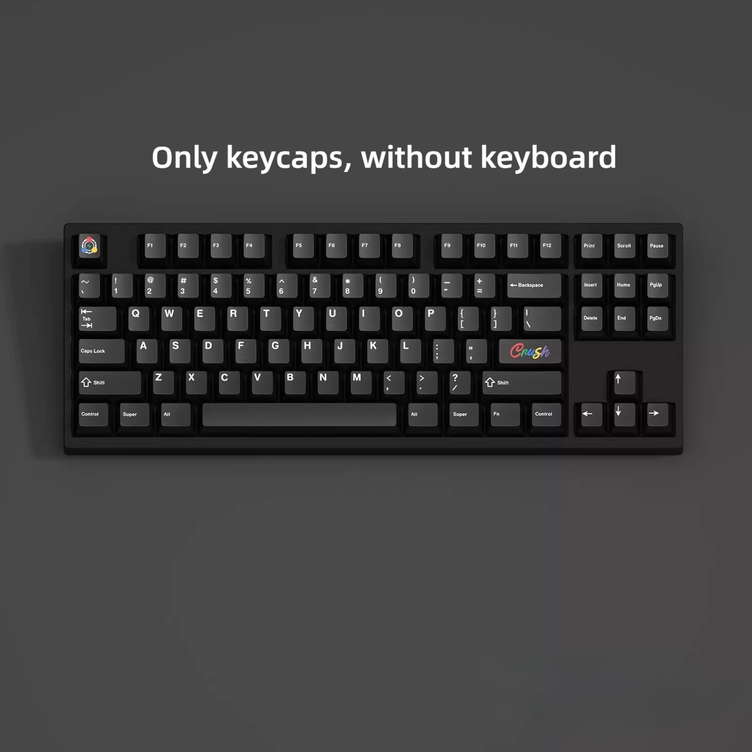 WOB Pure Black Keycaps for Mechanical Keyboards, Cherry Profile 1.7mm PBT Dye-Sublimation Keycaps for Crush87/60/75 Keyboards