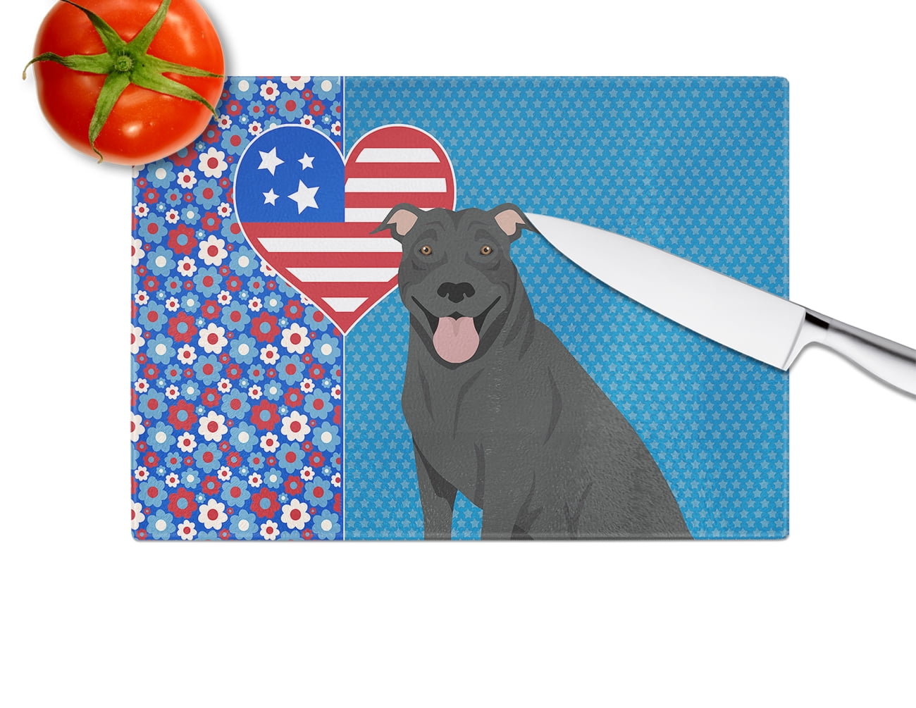 Black Pit Bull Terrier Glass Cutting Board Large 12 in x 15 in