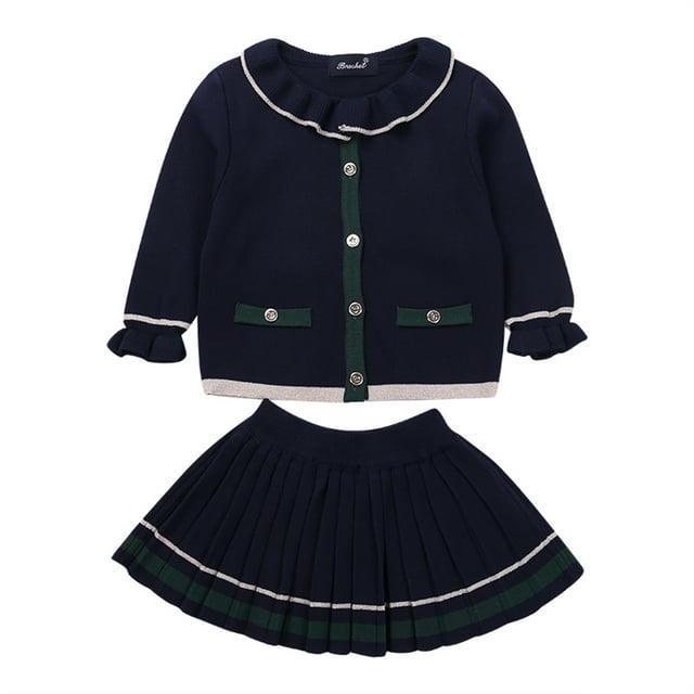FOCUSNORM T-shirt à Manches Longues et Jupe Courte 2 Pièces pour Petites Filles