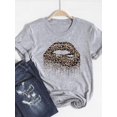 thumbnail image 3 of Camiseta básica para mujer, ropa estampada, camiseta de leopardo, corazón de amor, tendencia, Top bonito de verano, Camiseta estampada de manga corta a la moda, 3 of 5