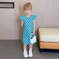 thumbnail image 7 of THDHVS Girls Summer Dresses, Dresses for Kids, Toddler Girls Dress Summer Ruffle Sleeve Sundress Outfit for Kids 4-14T Blue 11-12 Years, 7 of 7