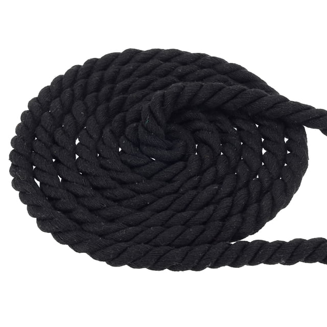 Unique Bargains Natural Twisted Cotton Rope 1/2 Inch x 49 Feet 3 Strand Tug of War Rope with Sealing Tape Black