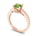 thumbnail image 2 of 1.465 ctw Solitaire with Zirconia Diamond Accents Anniversary Ring for Women | Round Cut Natural Peridot | Hyperallergenic Solid 18K Rose Gold, 2 of 5