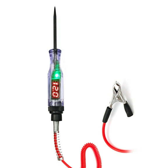 Portable Car Circuit Tester - Electric Digital Display - 6V, 12V, 24V - Automotive Test Light Tester - Circuit Probe Test Pen - Includes 2.8M Spring Wire - Suitable for Cars, Trucks