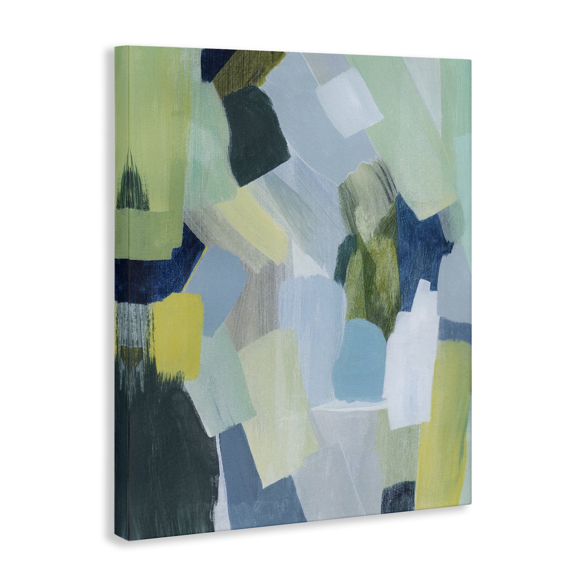 Stupell Industries Layered Green Brush Strokes Abstract Painting Gallery Wrapped Canvas Art Print Wall Art, 24 x 30