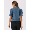 thumbnail image 3 of DARING DIVA Women's Short Puff Sleeves Button-Down Denim Jacket XS Medium Blue, 3 of 6