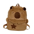 thumbnail image 3 of Mochila con forma de capibara, bonita mochila informal con cierre de cremallera para uso diario. Marrón, 3 of 7