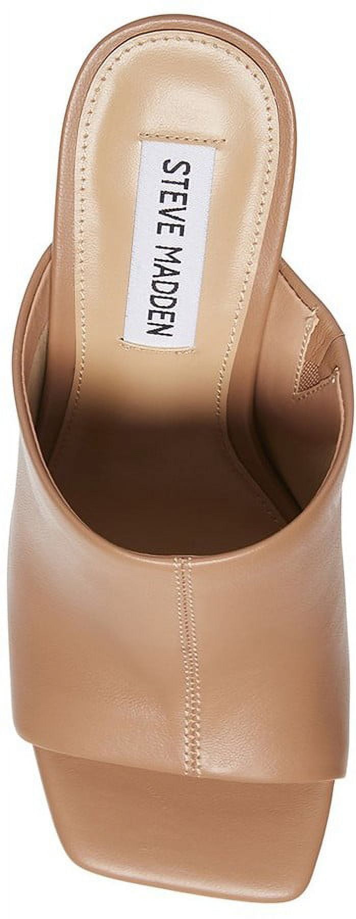 Steve Madden Lexia Nude Leather Slip On Squared Open Toe Chunky - Main Image