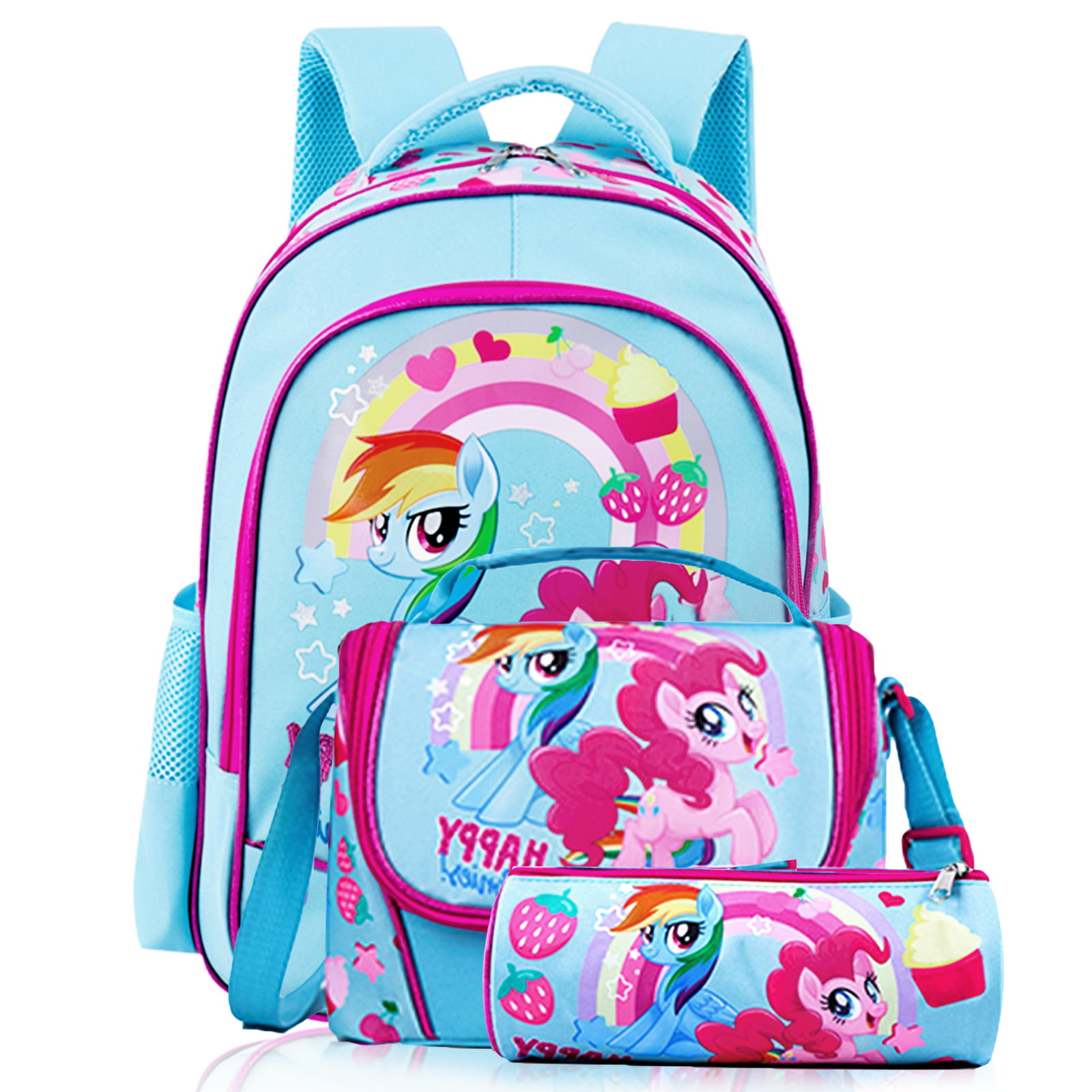Unicorn Pony Kids Girls Backpack with Lunch Bag Tote Pen Case Wholesale Gifts 
