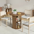 thumbnail image 6 of Fluted 31.5" Round Dining Table for 2-4, Modern Kitchen Table with 2-Tier Storage Shelf for Small Space, Walnut, 6 of 8