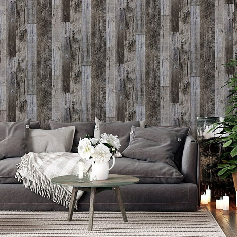 Caltero Wood Wallpaper Peel and Stick Wallpaper, Wood Plank