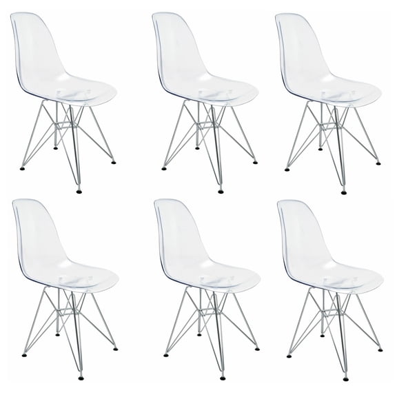 Eiffel Dining Chair with Chrome Base - Clear