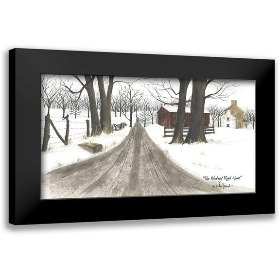 Jacobs, Billy 14x9 Black Modern Framed Museum Art Print Titled - The Wintery Road Home