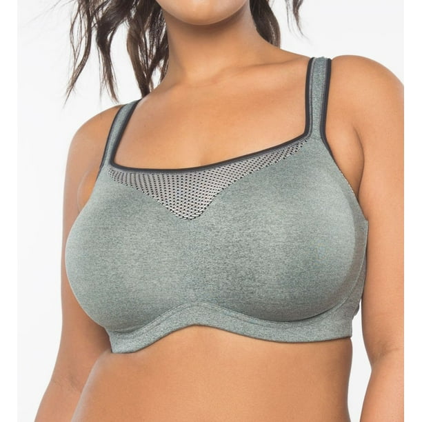 Women's Curvy Couture 1247 Ultimate Fit No Bounce Underwire Sports Bra  (Heather Grey 34G) 