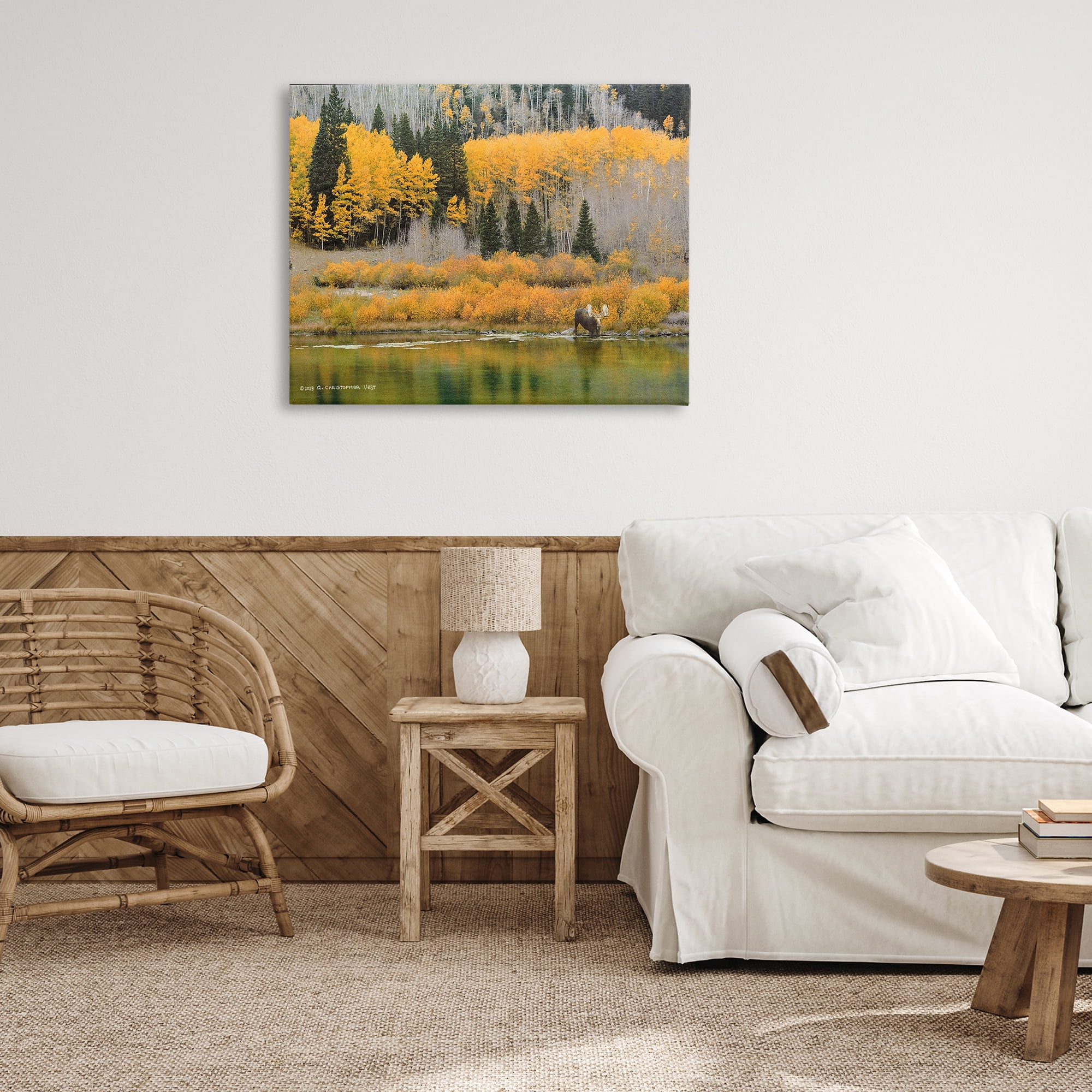 Stupell Industries Moose at Priest Lake Landscape & Nature Photography Wrapped Canvas Art Print Wall Art, 40 x 30