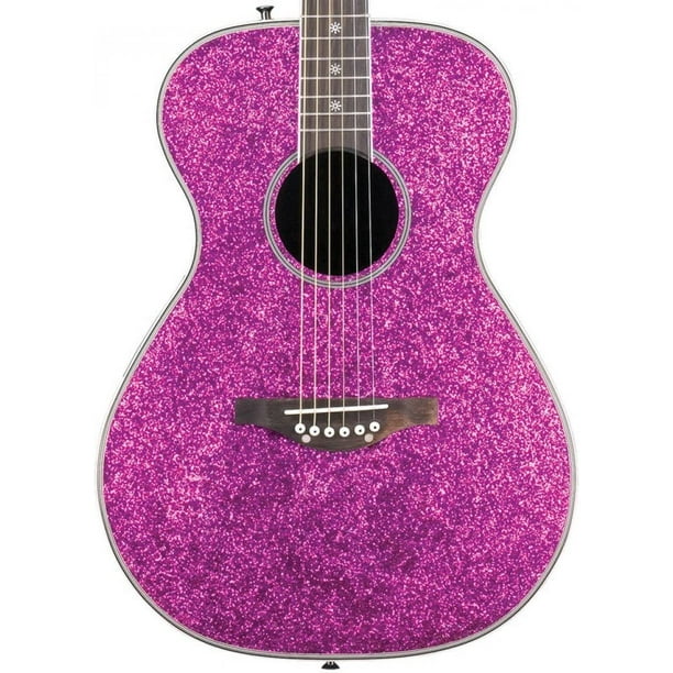 Daisy Rock 6 String Acoustic-Electric Guitar, Pink Sparkle (DR6225