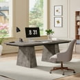 thumbnail image 2 of Tribesigns 63" Executive Desk, Modern Office Computer Desk with Double Pedestal, Large Simple Workstations Writing Table Conference Table, Grey, 2 of 9