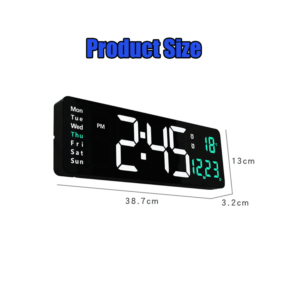 LED Digital Wall Clock with Remote Control WallMounted Clocks Temp