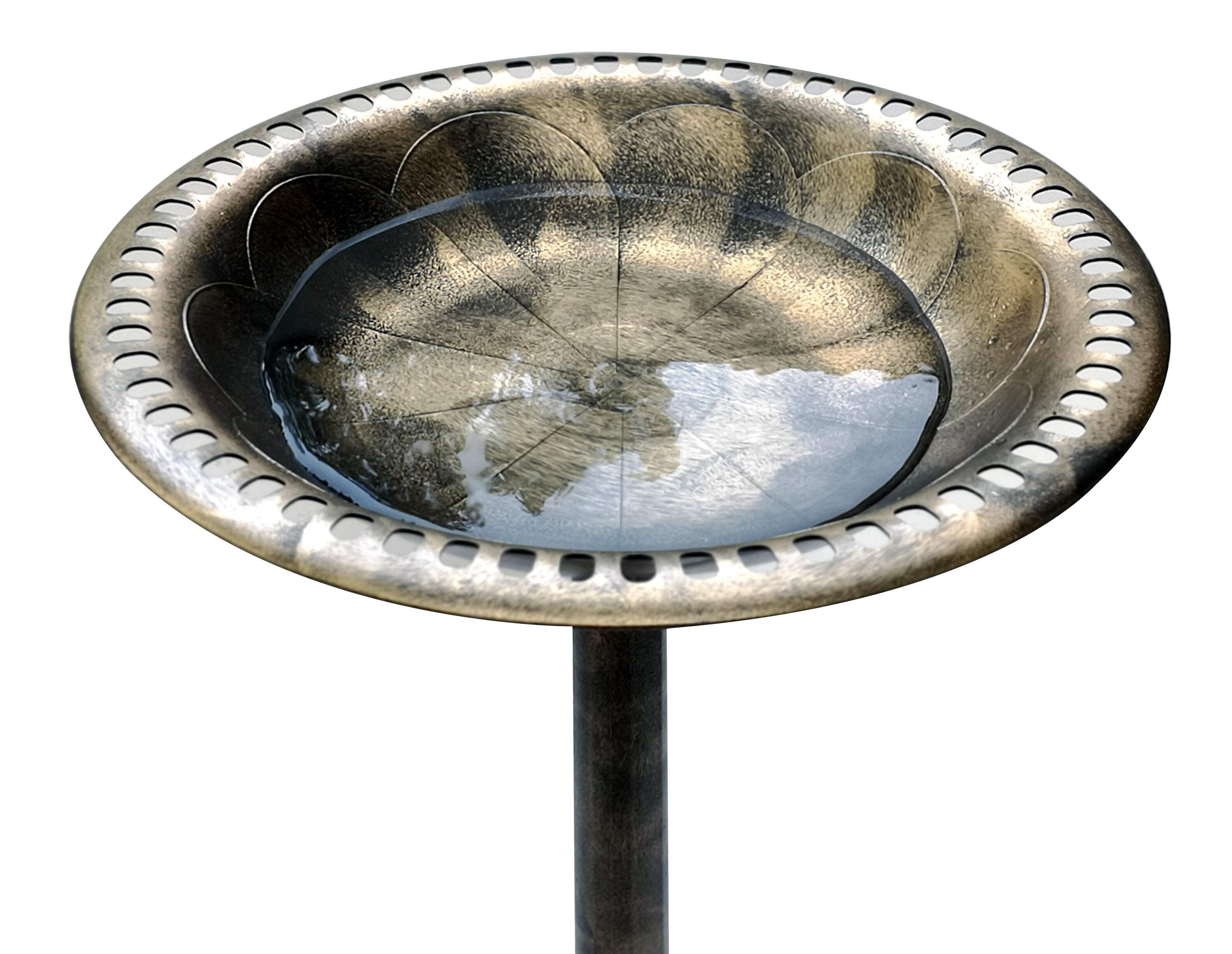 Birdbath Copper Bronze 28" Height Pedestal Bird Bath Antique Outdoor Garden Vintage Yard Art Resin Fleur de lis Decoration Accents
