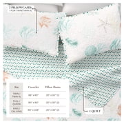 Coastal Quilt Set - Lightweight, Soft, All-Season - 2-Piece Reversible Bedding Set (Twin / Twin XL, Coral Reef)