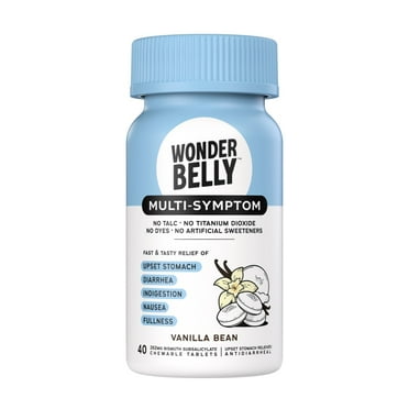 Wonderbelly Multi-Symptom Relief Chewable Tablets, Vanilla Bean Flavor, 262 mg, 40 Count